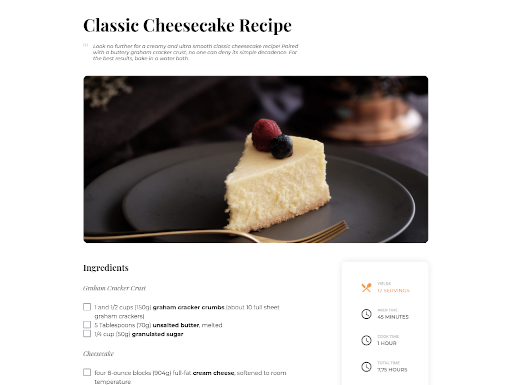 a screenshot of a recipe page