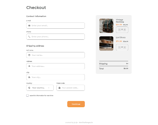 a screenshot of a checkout page